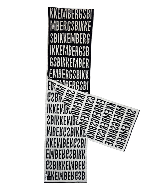 Vintage 2000s BIKKEMBERGS Black & White Logo Winter Scarf