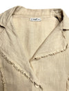 Vintage 90s Y2K Beige Linen Basic Button Down Collared Lightweight Blazer Jacket | Size M-L