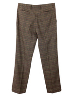 Vintage 2000s Y2K Guess Academia Schoolgirl Preppy Style Brown Plaid Check Print Straight Leg Trouser Pants | 33 Inch Waist