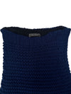Cop Copine Subversive Wool Blend Navy Blue Knit Off-the-Shoulder Shawl Scarf Wrap | One Size