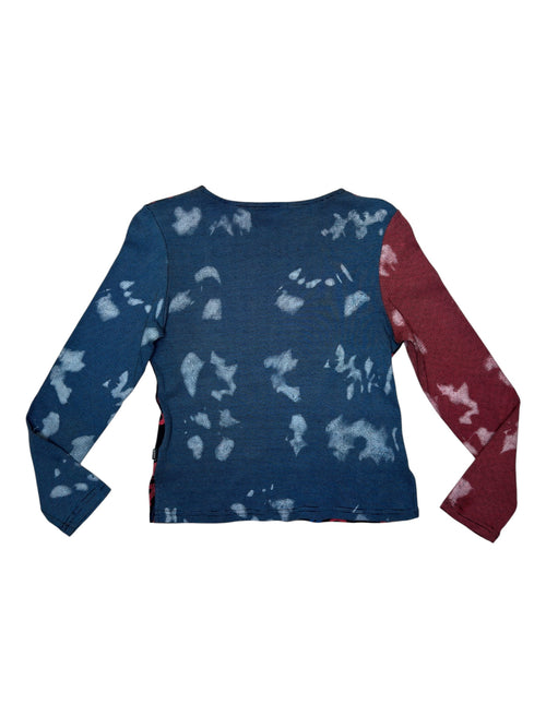 Vintage 2000s Red & Blue Abstract Graphic Print Long Sleeve T-Shirt | Size S