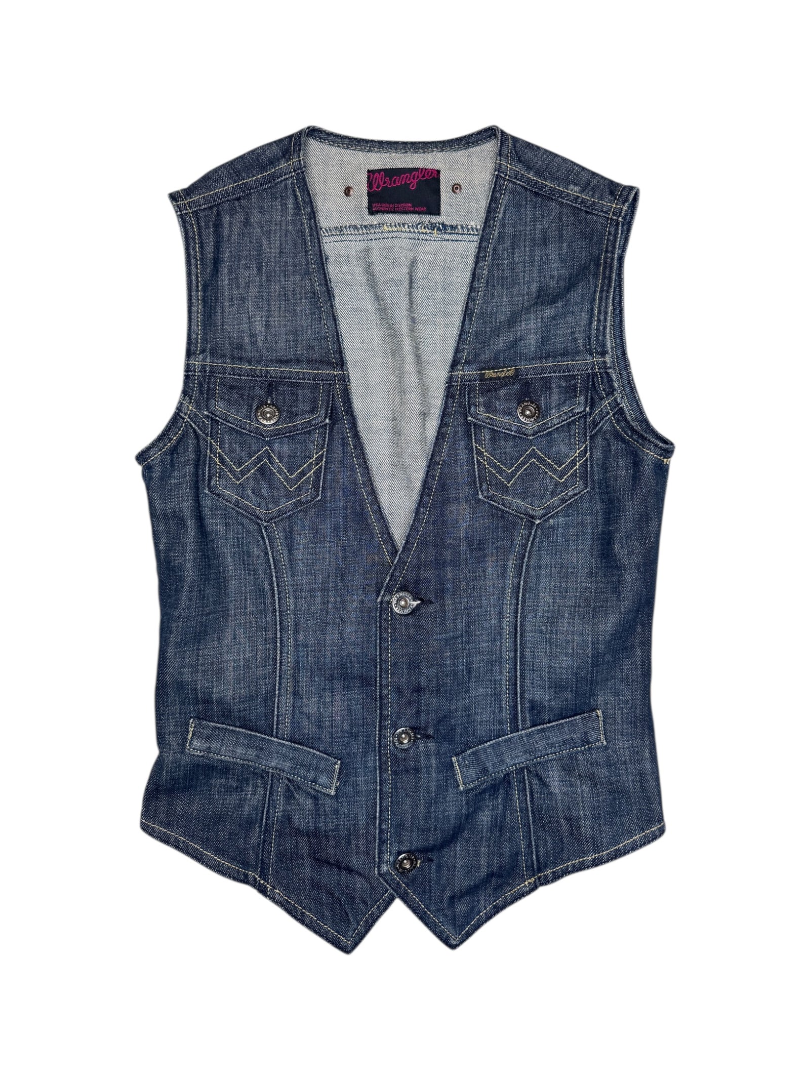 Vintage 2000s WRANGLER Denim Button Down Sleeveless Waistcoat Vest | Size S