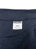 Vintage 2000s Y2K Moschino Preppy Minimalist Navy Blue Low Rise Skirt With Side Slit | Size S
