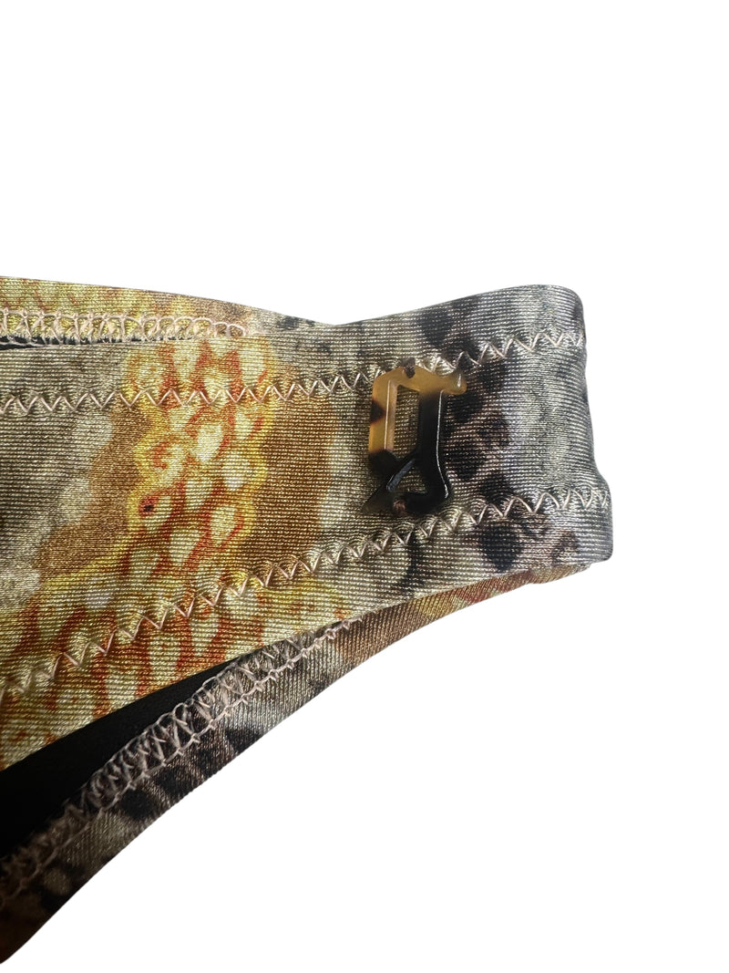 Vintage 2000s Y2K Galliano Snake Print Two Piece Bikini with Halter Top and Low-Rise Bottoms | Size XS