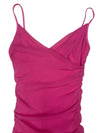 Vintage 2000s Y2K Bubblegum Pink Mesh Asymmetrical Fitted Ruched Tank Mini Party Dress | Size XS