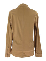 Vintage 90s Y2K Miu Miu Tan Brown High Roll Neck Zip Up Basic Lightweight Long Sleeve Shirt Jacket | Size L