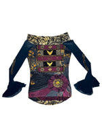 Vintage 2000s SAVE THE QUEEN Baroque Off-the-Shoulder Mesh Butterfly Sleeve Top | Size M-L