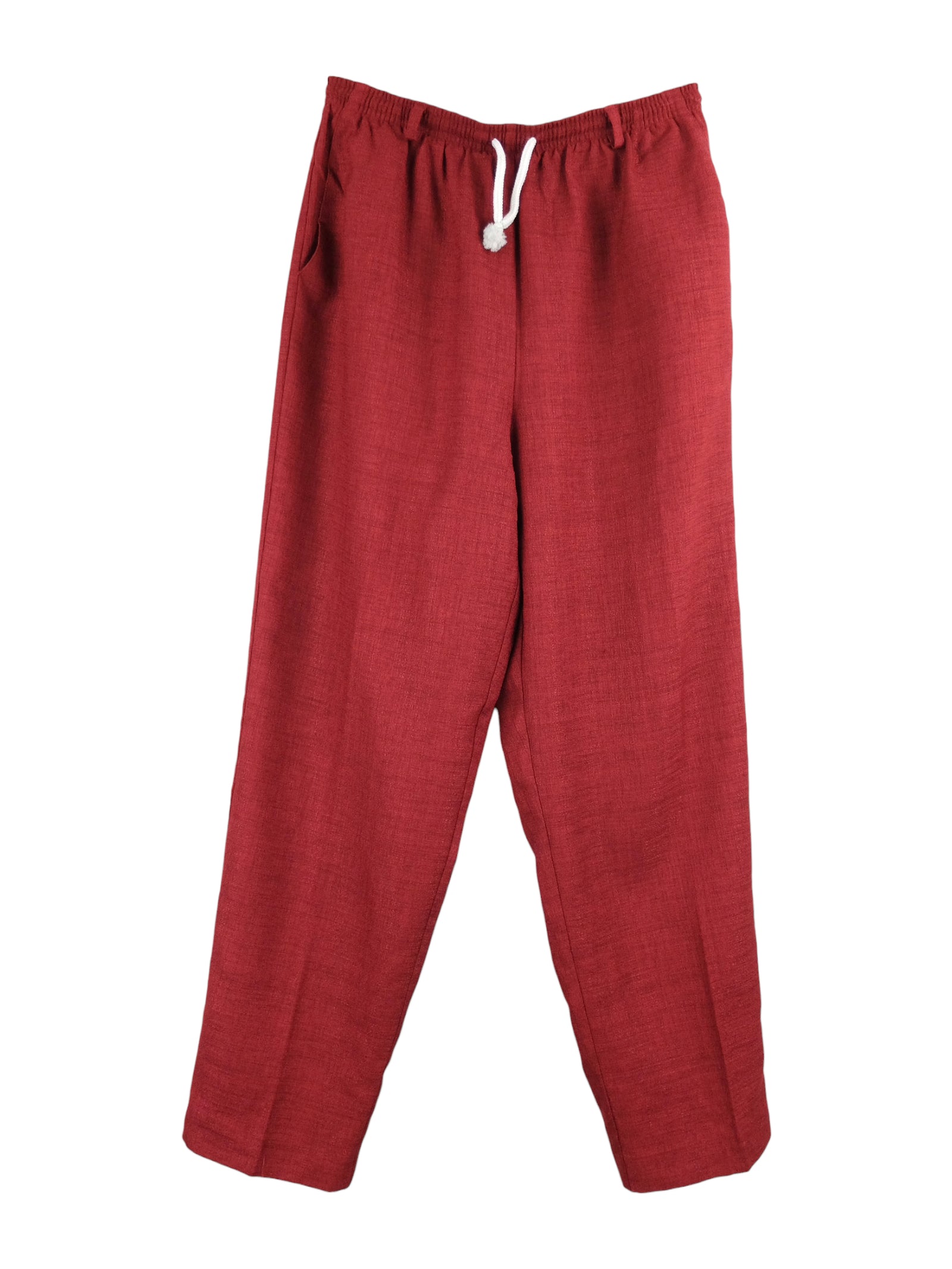 Vintage 2000s Y2K Red Cigarette Silhouette Relaxed Fit Trouser Pants with Elasticated Waist & Drawstring | 31 Inch Waist