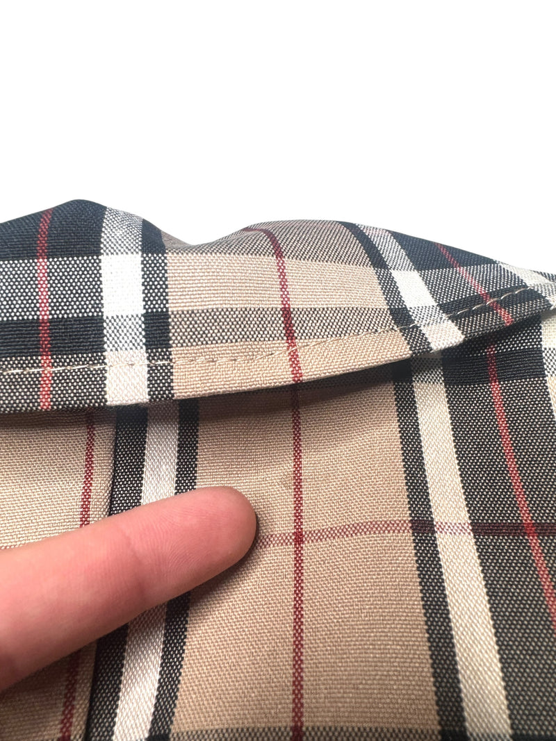 Vintage 90s Y2K Preppy Tartan Plaid Check Print Sleeveless Collared Button Down Midi Dress with Waist Tie | Size M