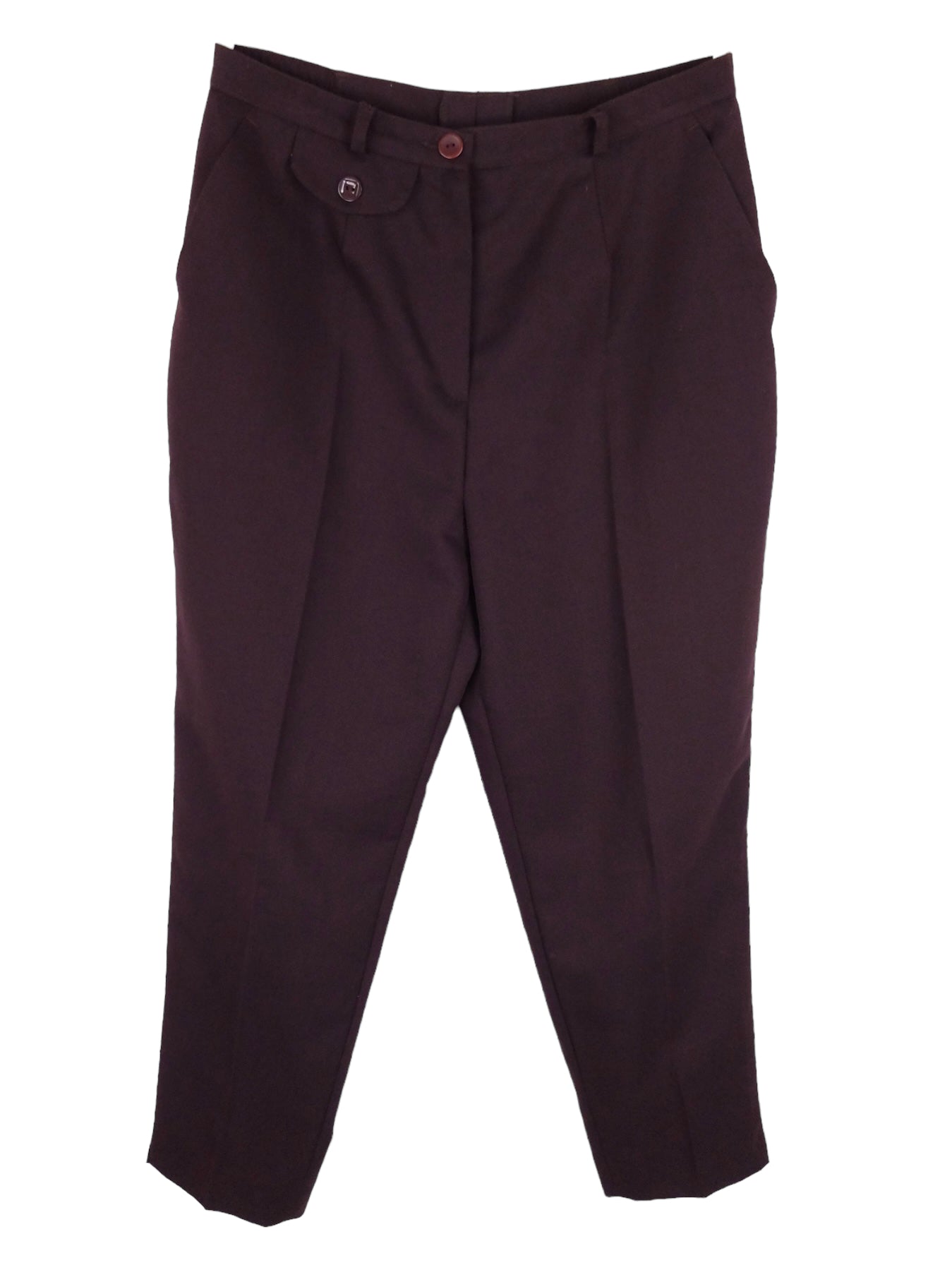 Vintage 90s Men’s Bohemian Solid Basic Dark Deep Purple Pleated Cigarette Trouser Pants | 31 Inch Waist