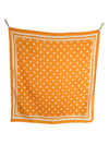 Vintage 60s Silk Mod Preppy Chic Bright Orange & White Polka Dot Print Square Bandana Neck Tie Scarf