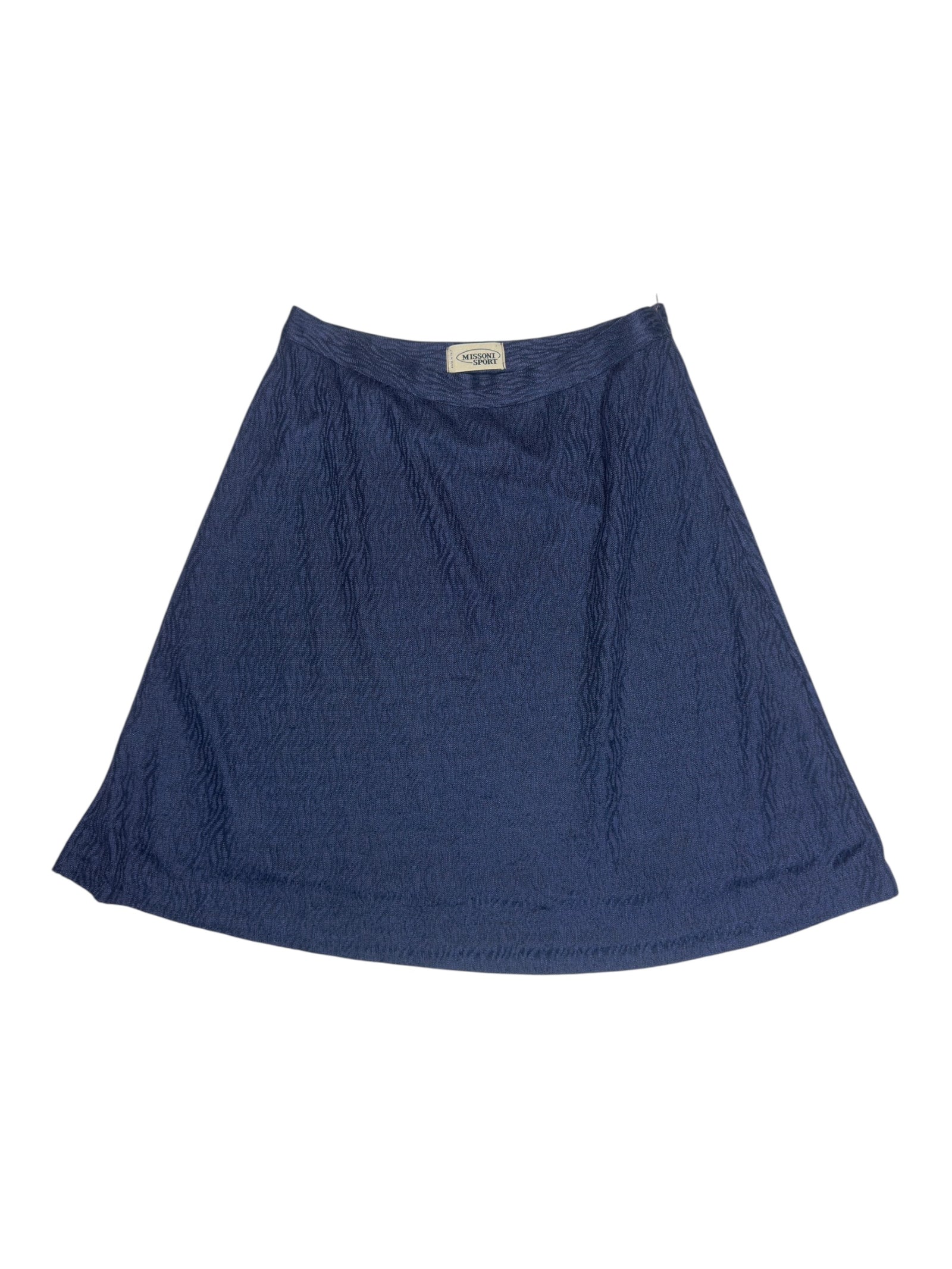 Vintage 2000s Missoni Sport High Waisted Navy Blue Abstract Patterned Circle A-Line Mini Skirt | Size S