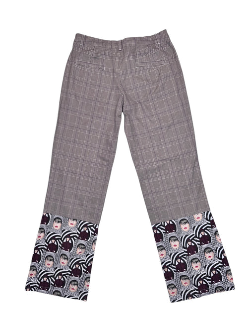 Vintage 2000s CUSTO BARCELONA Low Mid Rise Abstract Op-Art & Plaid Check Print Trousers | Size S