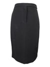Vintage 2000s Y2K Patrizia Pepe Wool Blend Mod Formal Chic Solid Basic Black Below-the-Knee Midi Skirt  | 26 Inch Waist