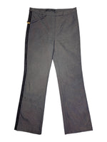 Vintage 2000s ROBERTO CAVALLI Blue Copper Shimmering Twill Mid Rise Straight Bootcut Trousers with Black Side Stripes | Size S
