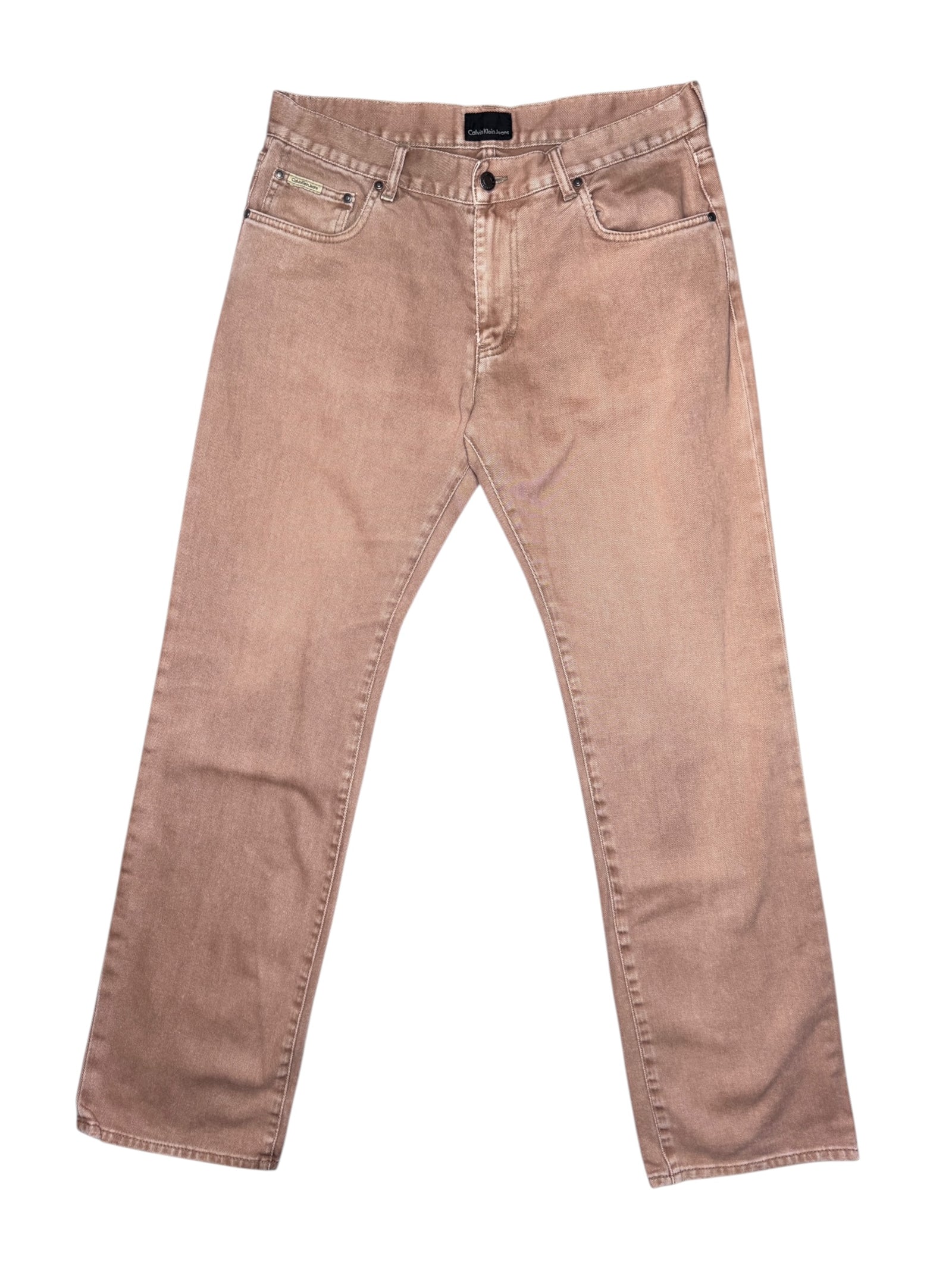 Vintage 2000s CALVIN KLEIN Men’s Dark Peach Tan Straight Leg Denim Jeans | 33 Inch Waist
