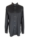 Vintage 2000s Y2K Men's Minimalist Solid Basic Black Collared Long Sleeve Button Up Shirt