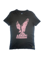 Vintage 2000s ARMANI JEANS Grey & Pink Eagle Logo T-Shirt | Size M