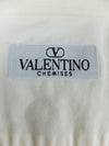 Vintage 2000s Y2K Valentino Chemises Men's Designer Minimalist Cotton Cream Collared Long Sleeve Button Up Dress Shirt with Pocket | Size M-L