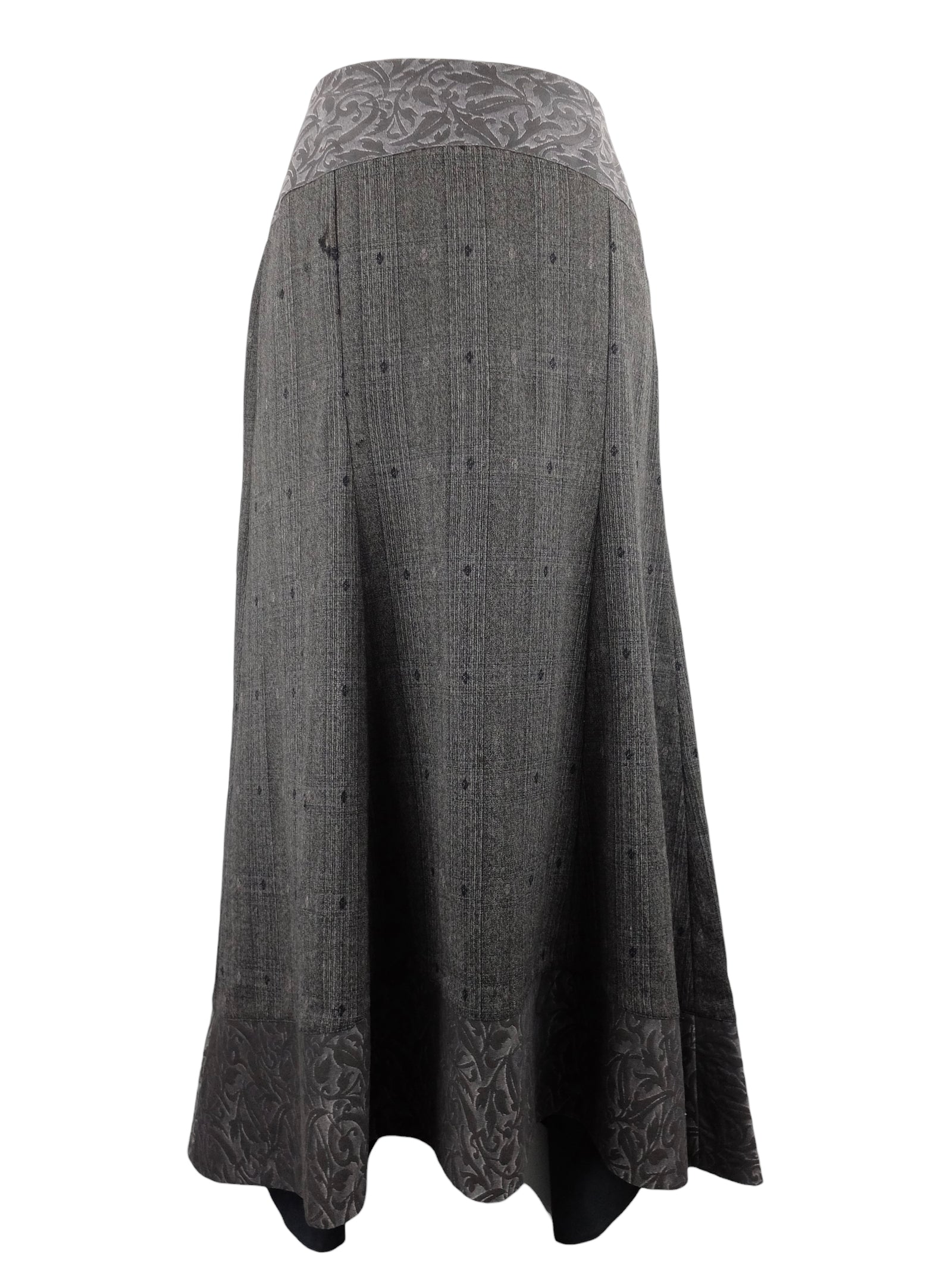 Vintage 2000s Y2K Kenzo Jungle Wool Blend Chic Grey Full Circle Floor Length Maxi Skirt | 32 Inch Waist