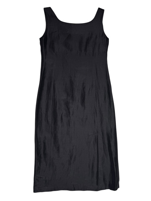 Vintage 90s Max Mara Silk Blend Basic Black Formal Sleeveless Midi Dress | Size M