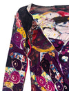 Vintage 2000s Y2K Roberto Cavalli Art Nouveau Purple Abstract Patterned Long Sleeve Dress | Size M