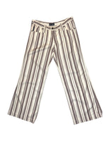 Vintage 2000s ARMANI JEANS Low Rise Cream & Maroon Brown Striped Straight Leg Trousers | Size  S-M