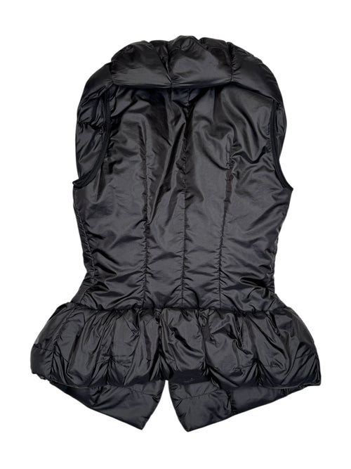 Vintage 2000s Marithé + François Girbaud Avant Garde Black Bubble Peplum Puffer Vest With Wool Padding | Size S