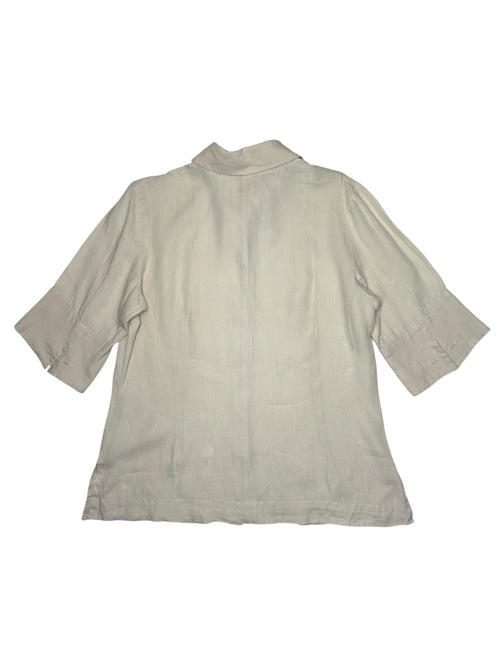 Vintage 2000s GIANFRANCO FERRE Beige Button Up Half Sleeve Shirt | Size S-M