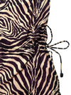 Vintage 2000s Y2K Alesandro Dell’acqua Brown & Pink Tiger Animal Print Sleeveless Layered Mini Dress with Cinched Drop Waist & Tie Details | Size M