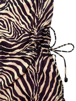 Vintage 2000s Y2K Alesandro Dell’acqua Brown & Pink Tiger Animal Print Sleeveless Layered Mini Dress with Cinched Drop Waist & Tie Details | Size M