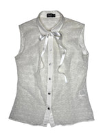 Vintage 2000s DOLCE & GABBANA White Sleeveless Peter Pan Collared Button Up Top | Size S