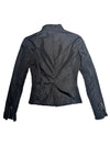 Vintage 2000s Y2K Prada Black Moto Nylon Fitted Utility Track Windbreaker Jacket with Ruffle Detail | Size XXS