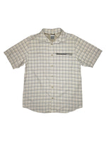 Vintage 2000s Men's COLUMBIA Grey & Beige Short Sleeve Checkered Utility Button Up Shirt | Size L
