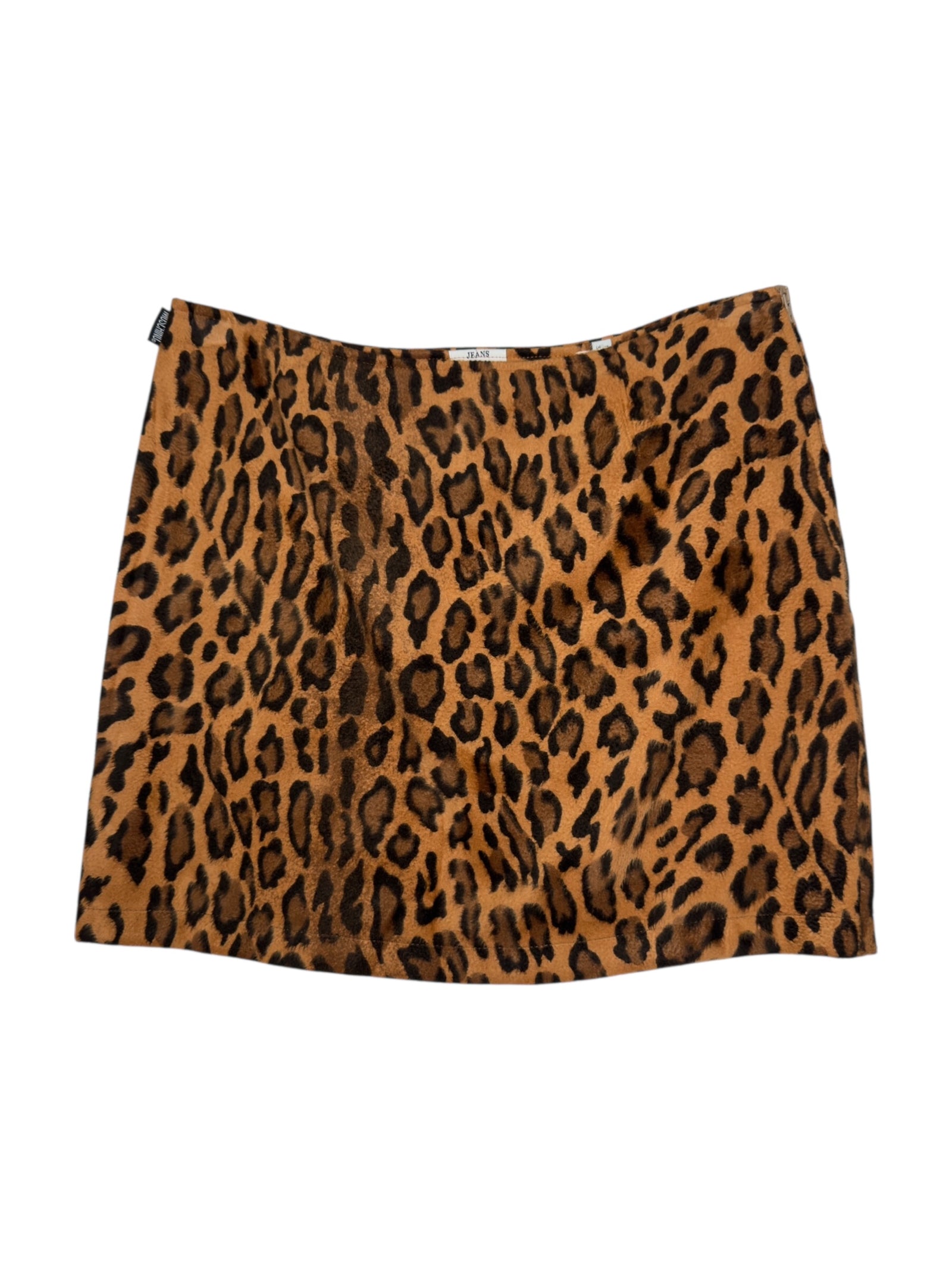 Vintage 2000s Moschino Jeans Low Rise Leopard Print Fuzzy Velour Mini Skirt | 28 Inch Waist