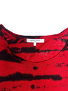 Vintage 2000s Y2K Gerard Darel Red & Black Tie Dye Acid Wash Linen Knit Blouse | Size S-M