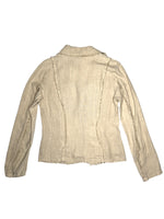 Vintage 90s Y2K Beige Linen Basic Button Down Collared Lightweight Blazer Jacket | Size M-L