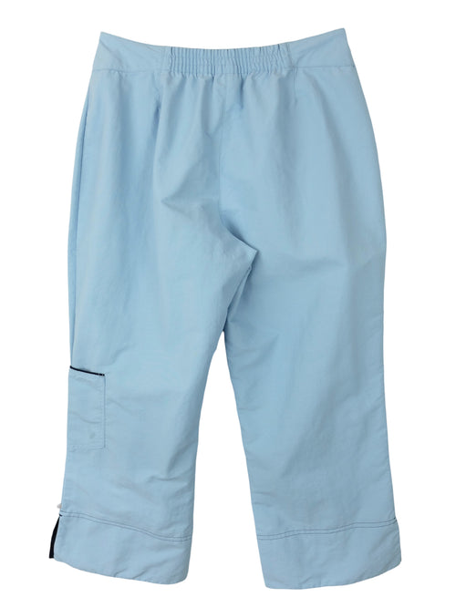 Vintage 90s Y2K Adidas Streetwear Sports Light Pastel Baby Blue Mid-Rise Track Cargo Capri Jogger Pants | 28 Inch Waist