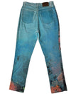 Vintage 90s 1999 Y2K Cavalli High Waisted Abstract Blue Coral Print Graphic Jeans | 28 Inch Waist