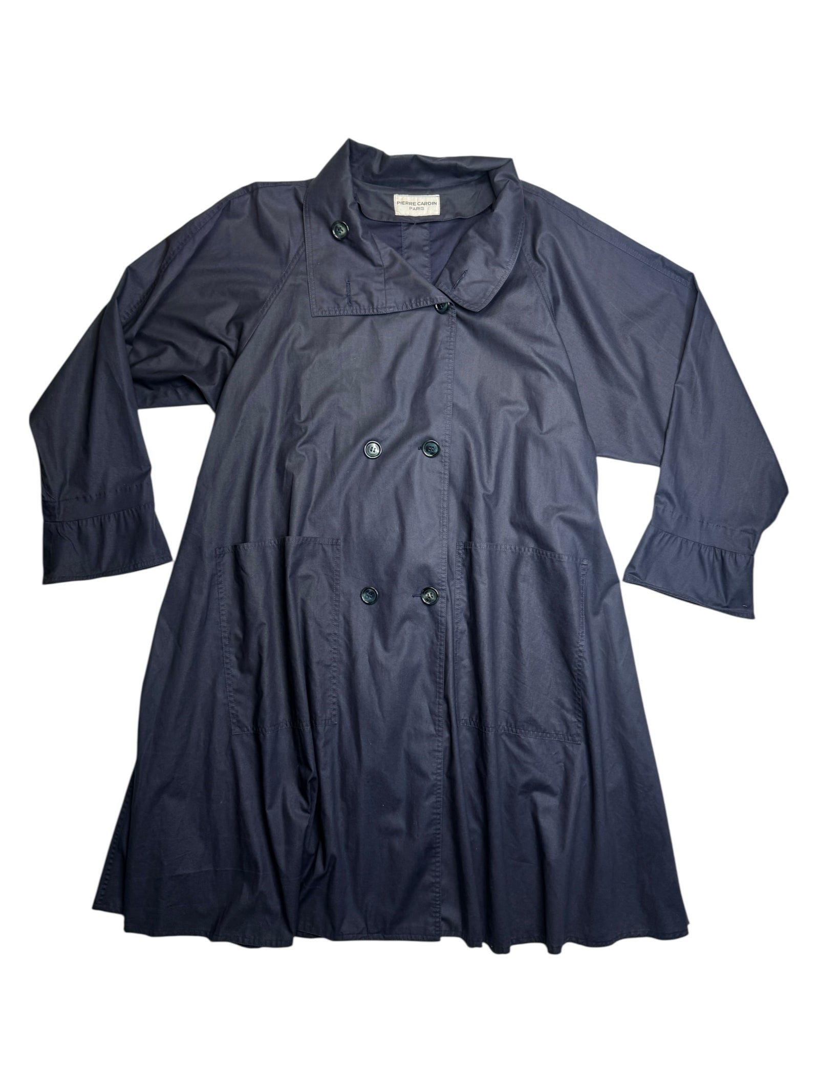 Vintage 90s Pierre Cardin Navy Blue Lightweight Oversized Fit Trench Coat | Size XL