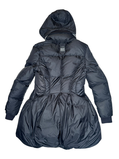 Vintage 2000s Y2K Marithé + François Girbaud Subversive Black Down Feather Peplum Style Hooded Puffer Jacket | Size S