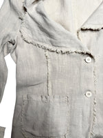 Vintage 90s Y2K Beige Linen Basic Button Down Collared Lightweight Blazer Jacket | Size M-L