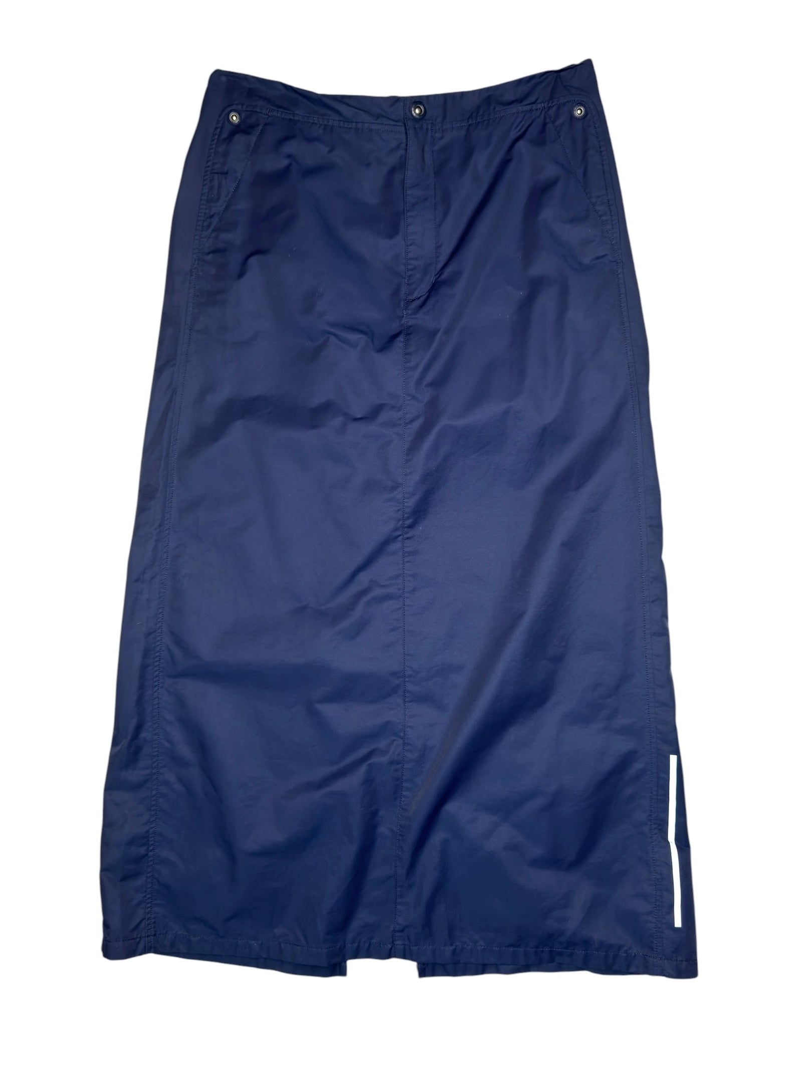 Vintage 2000s Mid-Rise Navy Blue Nylon Utility Cargo Maxi Skirt | Size L