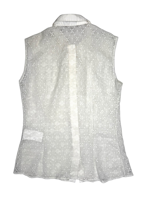 Vintage 2000s DOLCE & GABBANA White Sleeveless Peter Pan Collared Button Up Top | Size S