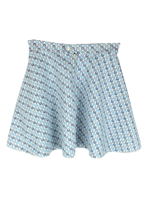 Vintage 80s Sergio Tacchini Streetwear Preppy Mod High Waisted Blue & White Logo Circle Tennis Micro Mini Skirt | Size XXS