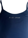 Vintage 2000s Y2K Krizia Jeans Blue Rhinestone Logo Sleeveless Tank Mini Dress | Size M