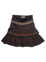 Vintage 2000s Sportmax Brown Low Rise Layered Drop Waist Above-the-Knee Mini Skirt