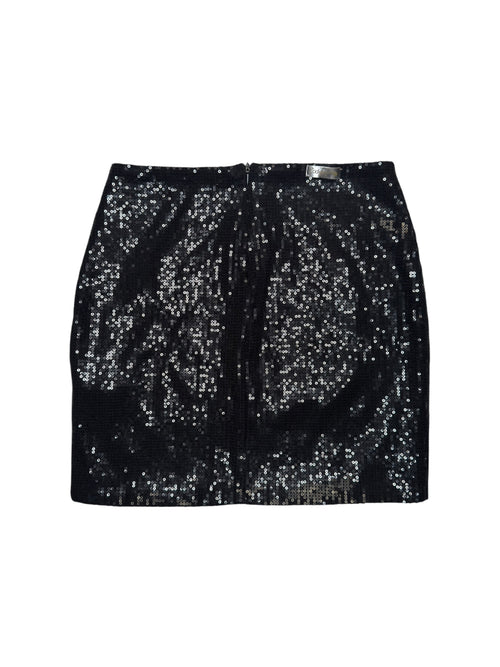 Vintage 2000s Black Mid-Rise Sequin Stretch Mini Skirt | Size S