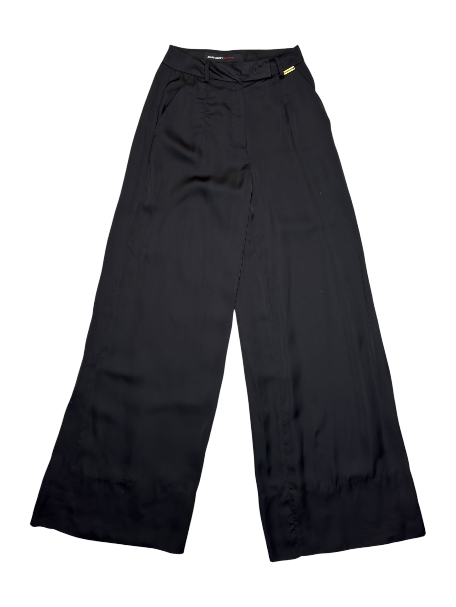 Vintage 2000s MISS SIXTY High Waisted Black Wide Leg Palazzo Trousers | Size XS