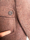 Vintage 70s Mod Bohemian Hippie Rust Orange Brown Woven Button Down Faux Fur Hooded Winter Trench Coat | Size S